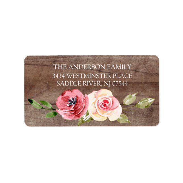 Peonies Rose Floral New Address Label (Front)