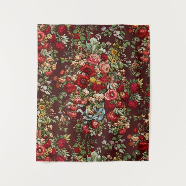 Peonies & Roses,Vintage Chintz Floral Pattern Tapestry (Front)
