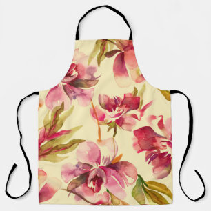 Peonies Seamless Pattern. Watercolor Background. Apron
