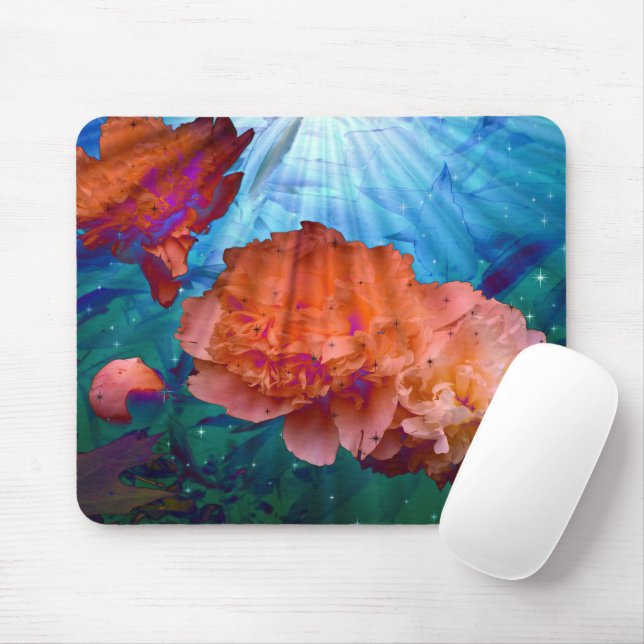 Peonies Under Water Mouse Pad (With Mouse)