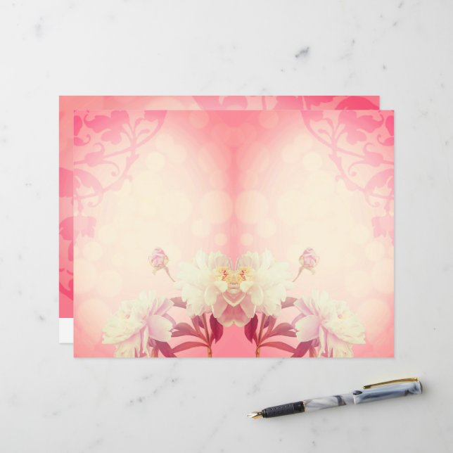 Peonies unlined journal scrapbook page (Front/Back In Situ)