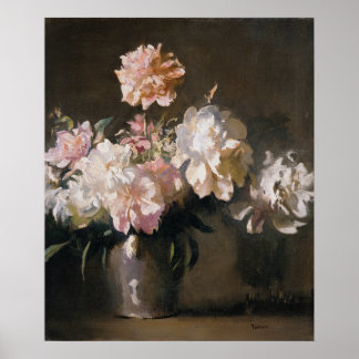 Peonies. Vintage oil painting  Poster