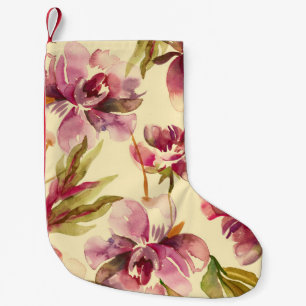 Peonies Watercolor: Seamless Background Bliss Small Christmas Stocking