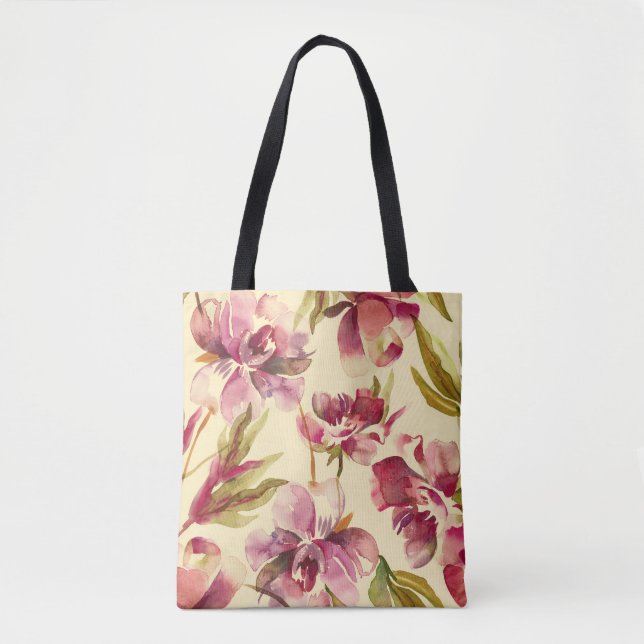 Peonies Watercolor: Seamless Background Bliss Tote Bag (Front)