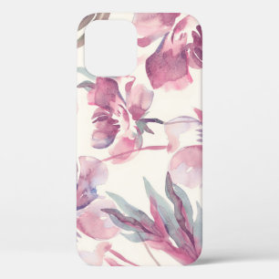 Peonies watercolor: seamless floral background. iPhone 12 case