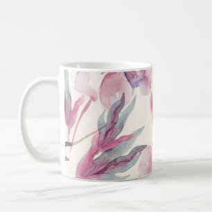 Peonies watercolor: seamless floral background. coffee mug