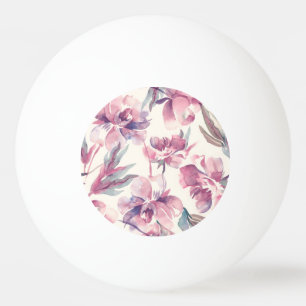 Peonies watercolor: seamless floral background. ping pong ball