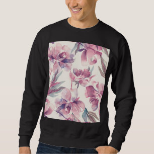 Peonies watercolor: seamless floral background. sweatshirt