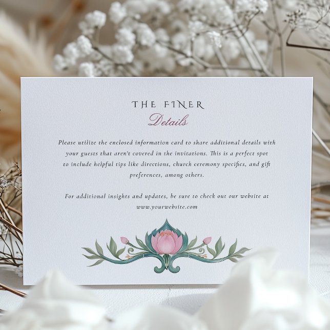Peonies Wedding Information Card Vintage (Creator Uploaded)