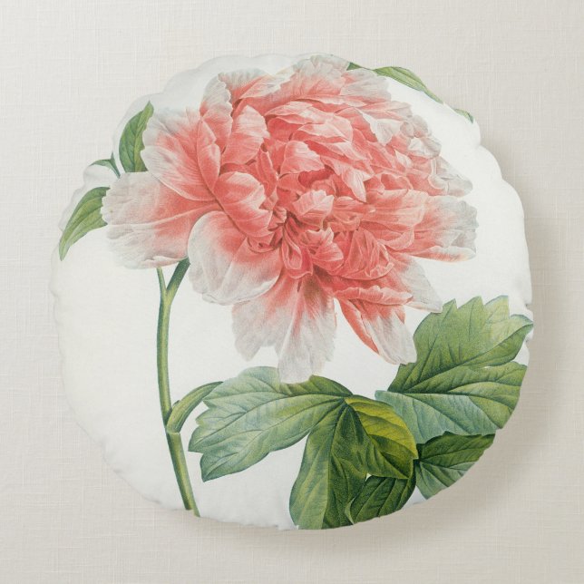 Peony, 1799 (colour stipple print) round cushion (Front)