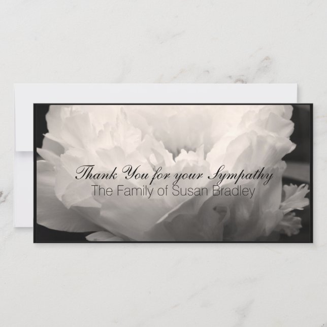 Peony 3 Sympathy Thank You Photo Card (Front)