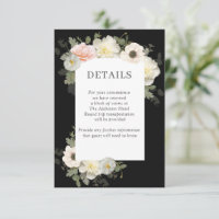 Peony and Anemone Wedding Details Enclosure Card