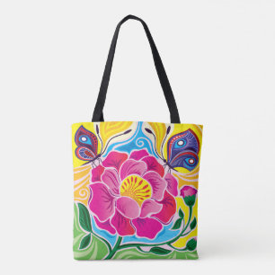 Peony and Butterflies Tote Bag