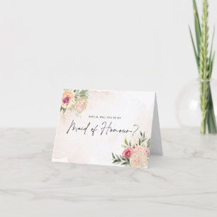 Peony and Gold Bloom Maid of Honour Card