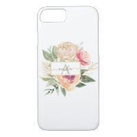 Peony and Gold Bloom Monogram Name