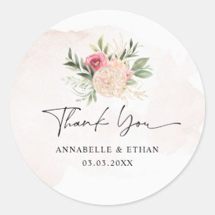 Peony and Gold Bloom Thank you Sticker