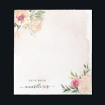 Peony and Gold Foil Bloom Notepad<br><div class="desc">Designed to coordinate with our Peony and Gold collection, this customizable matching personalisable notepad features luscious pink and gold peony flowers with green foliage on a watercolour background. For more advanced customisation of this design, e.g. changing layout, font or text size please click the "CUSTOMIZE" button above. Please note, gold...</div>
