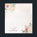 Peony and Gold Foil Bloom Notepad<br><div class="desc">Designed to coordinate with our Peony and Gold collection, this customizable matching personalisable notepad features luscious pink and gold peony flowers with green foliage on a watercolour background. For more advanced customisation of this design, e.g. changing layout, font or text size please click the "CUSTOMIZE" button above. Please note, gold...</div>