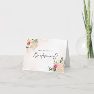 Peony and Gold Foil Blooms Bridesmaid Card