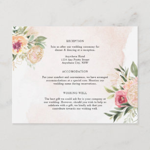 Peony and Gold Foil Flowers Details Enclosure Card
