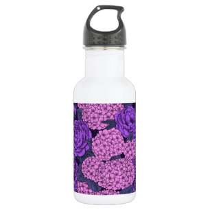 Peony and hydrangea in pink and violet 532 ml water bottle
