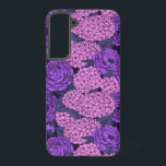 Peony and hydrangea in pink and violet samsung galaxy case<br><div class="desc">Seamless pattern with hand drawn hydrangea and peonies.</div>