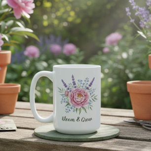 Peony and Lavender Floral Mug Bloom & Grow