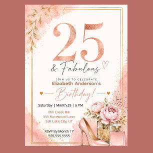Peony and Perfume Fabulous 25th Birthday Invitation