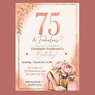 Peony and Perfume Fabulous 75th Birthday Invitation