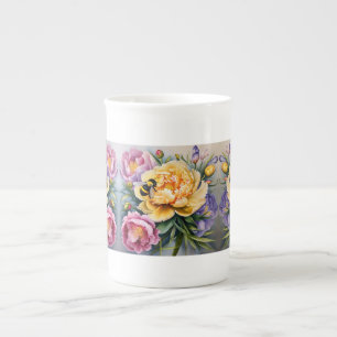 Peony and the Bee Porcelain Bone China Mug