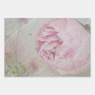 Peony and Wildflowers Wrapping Paper Sheet