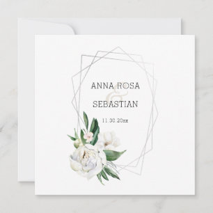 *~* PEONY AR15 QR RSVP Floral Frame Wedding Invitation