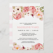 Peony Baby Shower Invitation