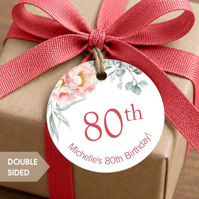 Peony Birthday Round gift tag (Creator Uploaded)
