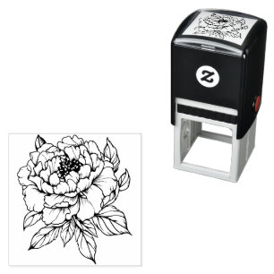 Peony Bloom Line art Self-inking Stamp