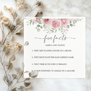 Peony Blush Floral Fun Facts Wedding Napkins