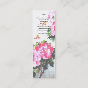 Peony Bookmark/Poetry by Skye Ryan-Evans Mini Business Card