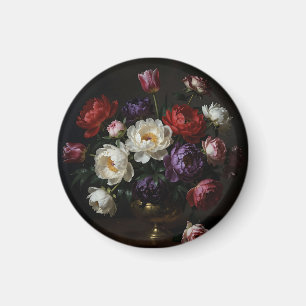 Peony Bouquet Baroque Still Life Magnet
