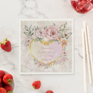 Peony Bouquet Bridal Shower Paper Napkin