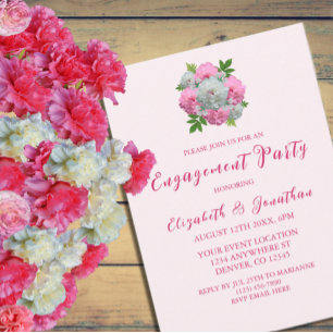 Peony Bouquet Engagement Party Invitation
