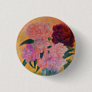 Peony bouquet - Peonies Painting  3 Cm Round Badge