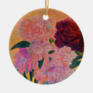 Peony bouquet - Peonies Painting Ceramic Ornament