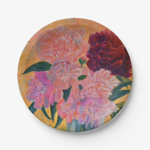 Peony bouquet - Peonies Painting Paper Plate