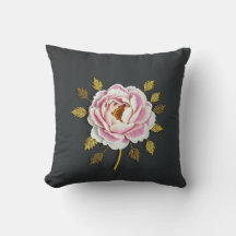 Peony Bouquet Silk Embroidery Throw Pillow