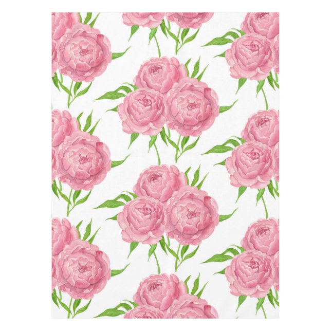 Peony bouquet watercolor pattern tablecloth (Front)