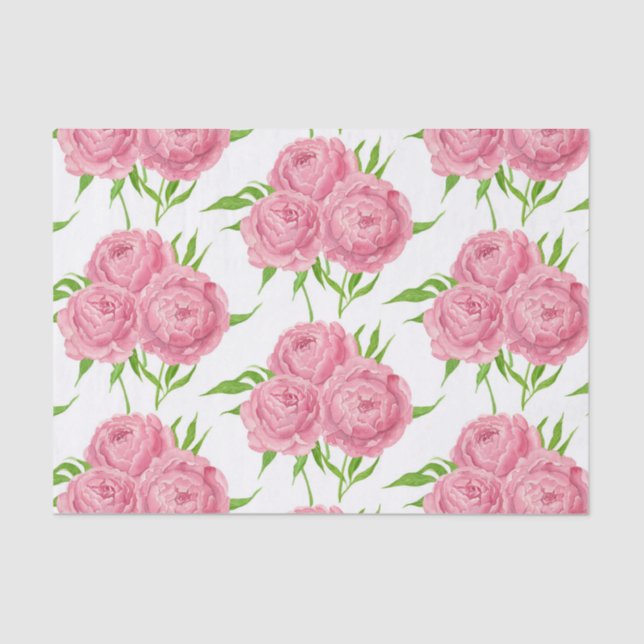 Peony bouquet watercolor pattern tissue paper (Front)