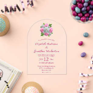 Peony Bouquet Wedding Acrylic Invitations
