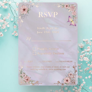 Peony Bouquet Wedding Foil RSVP Response Card