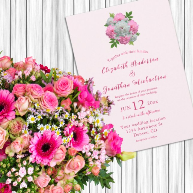 Peony Bouquet Wedding Invitation (Creator Uploaded)