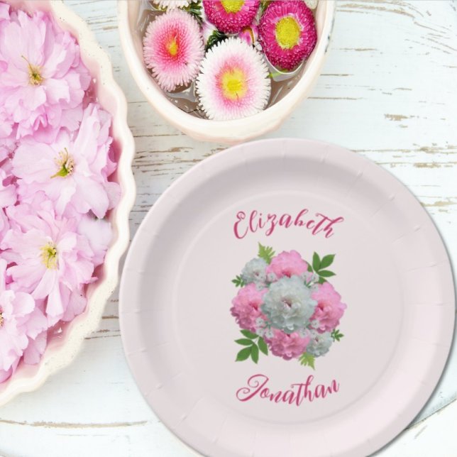 Peony Bouquet Wedding Paper Plate (Creator Uploaded)